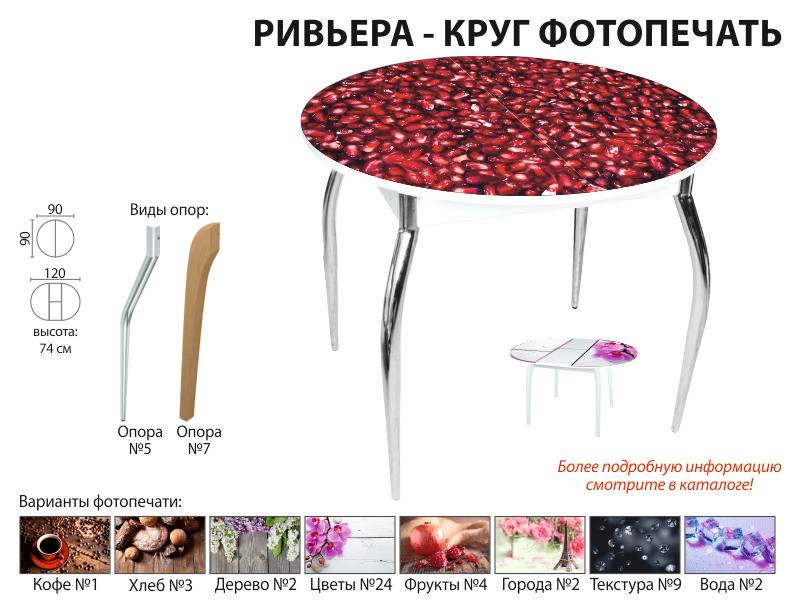 стол обеденный ривьера круг фотопечать в Екатеринбурге