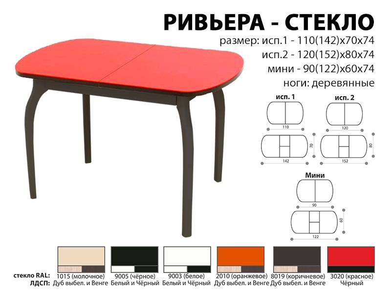 стол обеденный ривьера стекло в Екатеринбурге