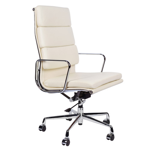 кресло eames style на колесиках кремовая кожа в Екатеринбурге