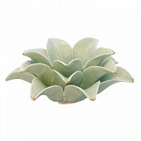 подсвечник керамический в виде лотоса с золотыми лепестками flower lotus pale green medium, 12 см в Екатеринбурге