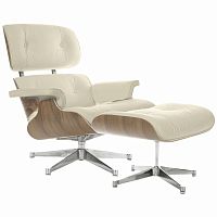 кресло eames style lounge chair & ottoman кремовое в Екатеринбурге