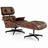 кресло eames style lounge chair & ottoman premium коричневое в Екатеринбурге