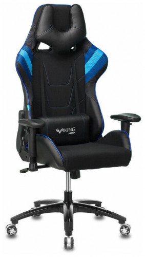игровое кресло бюрократ бюрократ viking 4 aero, обивка: искусственная кожа, цвет: иск.кожа черная/ткань черная 26-28/сетка синяя(tw-10)-голубая(tw-55)-серая(tw-12) в Екатеринбурге