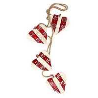 гирлянда новогодняя подвесная сердца в красную полоску со снежинками christmas hearts, 60 см в Екатеринбурге