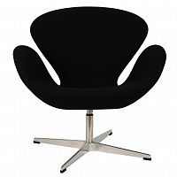 кресло arne jacobsen style swan chair черная шерсть в Екатеринбурге