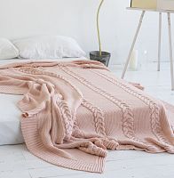 комплект плед с косами (180*220) и 2 наволочки (50*50) св. персик в Екатеринбурге