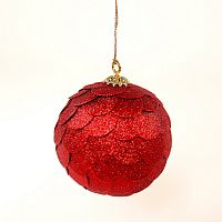 шар новогодний красный с блестящими чешуйками paper ball, 10 см в Екатеринбурге