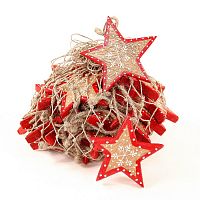 набор елочных украшений звезда деревянная с красным ободком christmas stars, 30 штук в Екатеринбурге