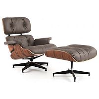 кресло eames style lounge chair кожа коричневое в Екатеринбурге