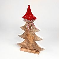 украшение новогоднее большое ель деревянная красная в горошек love tree, 42х27х5 см в Екатеринбурге