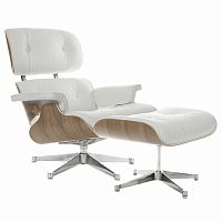 кресло eames style lounge chair & ottoman белое в Екатеринбурге