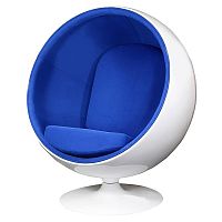 кресло eero ball chair синее с белым в Екатеринбурге