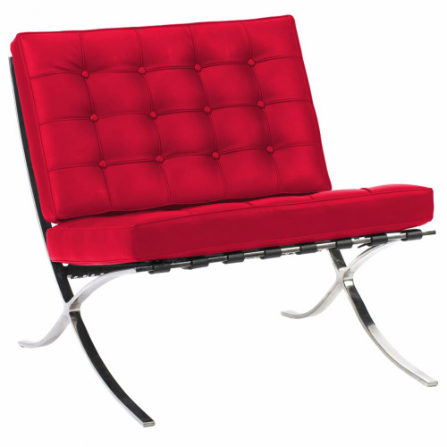 кресло barcelona chair кожа красное в Екатеринбурге