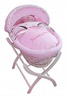колыбель-переноска gift wicker moses basket белая, розовое белье в Екатеринбурге