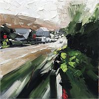 картина маслом зеленая улица в Екатеринбурге