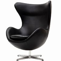 кресло с подлокотниками arne jacobsen style egg chair черное в Екатеринбурге