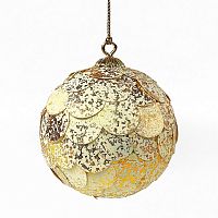 шар новогодний золотой с мраморными чешуйками paper ball, 10 см в Екатеринбурге