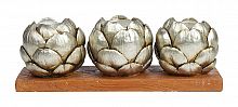 подсвечник сеербряный на 3 свечи на подставке шишки fir cone, 28 см в Екатеринбурге