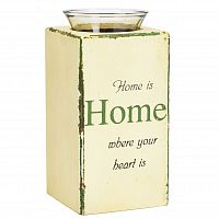 подсвечник деревянный бежевый со стеклом дом там, где сердце provence white, 18 см в Екатеринбурге