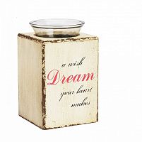 подсвечник деревянный бежевый со стеклом мечта твоего сердца provence cream, 15 см в Екатеринбурге