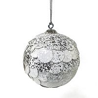 шар новогодний серебряный с мраморными чешуйками paper ball, 10 см в Екатеринбурге