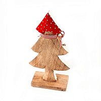 украшение новогоднее ель деревянная красная в горошек love tree, 28х12х6 см в Екатеринбурге