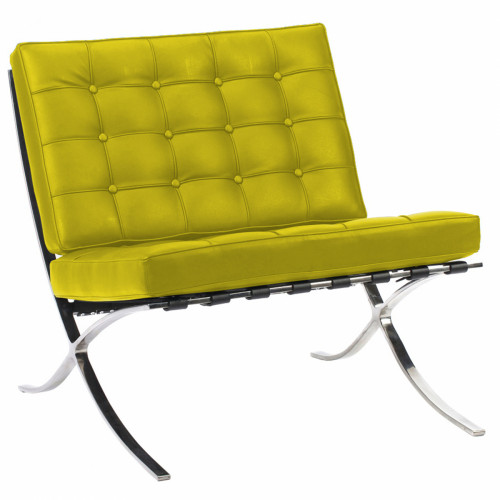 кресло barcelona chair кожа лимонное в Екатеринбурге