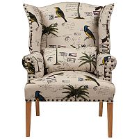 кресло мягкое с ушами quinn tufted armchair бежевое с рисунком в Екатеринбурге