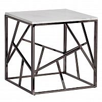 стол журнальный black chrome cube 55*55*56 см хром, белый в Екатеринбурге