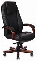кресло для руководителя бюрократ бюрократ t-9923 walnut, обивка: натуральная кожа, цвет: кожа (black) в Екатеринбурге