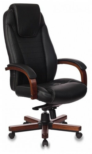 кресло для руководителя бюрократ бюрократ t-9923 walnut, обивка: натуральная кожа, цвет: кожа (black) в Екатеринбурге